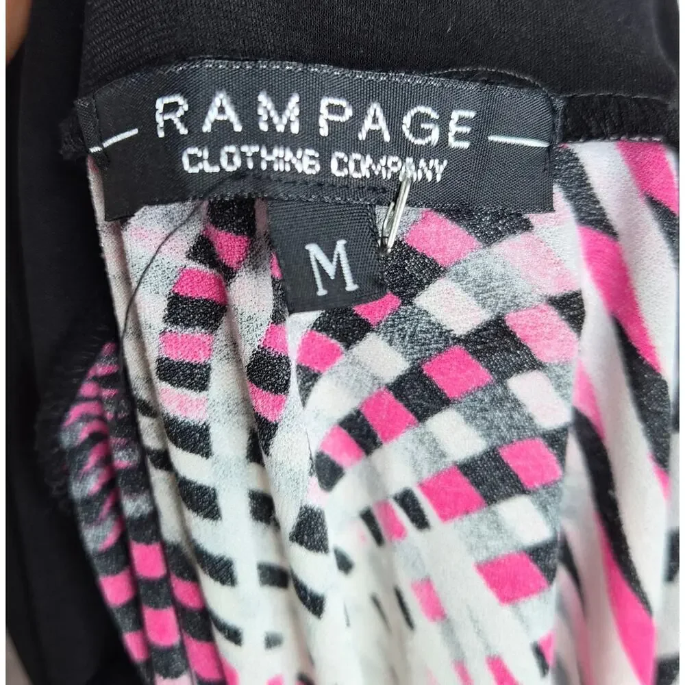 Vintage Y2K Rampage Psychedelic Abstract Handkerchief Hem Skirt pink black retro